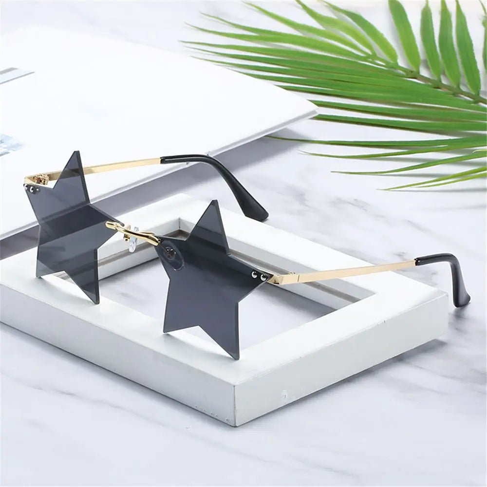 Óculos de Sol em Forma de Estrela Pentagrama Divertidos Decoração de Natal Óculos de Festa Óculos de Sol Sem Aro Óculos de Condução