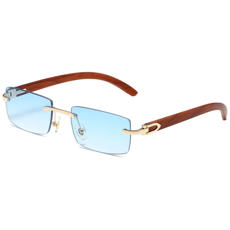 Óculos de Sol para Homem 2026 Retangulares sem Aro UV400 Armação em PC Azuis Leves Confortáveis Vintage HD Antirreflexo para Exterior