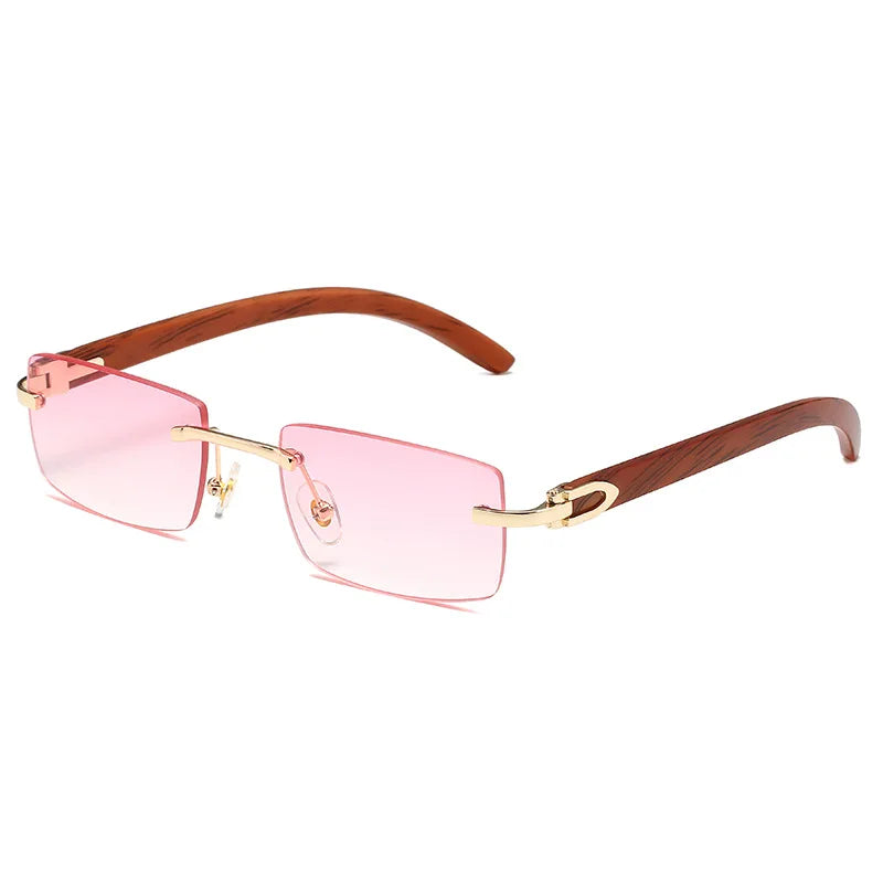 Óculos de Sol para Homem 2026 Retangulares sem Aro UV400 Armação em PC Azuis Leves Confortáveis Vintage HD Antirreflexo para Exterior