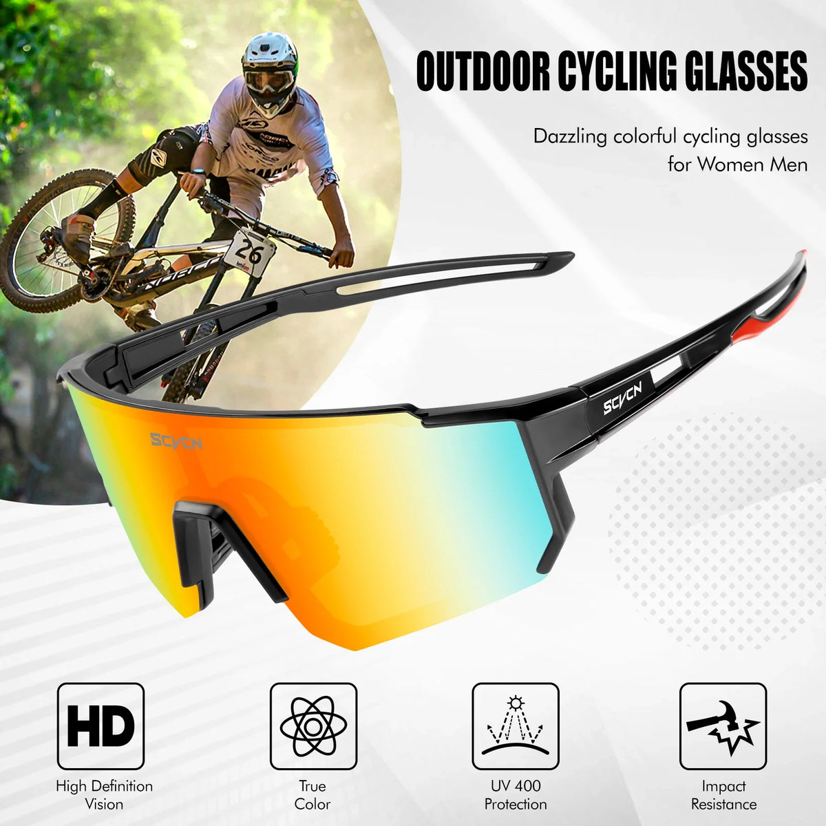 SCVCN Fashion Sport | Óculos UV400 Ciclismo, Hiking & Outdoor