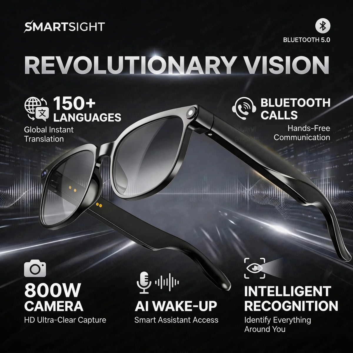 2026 4K 8MP Smart Glasses Men's HD Camera 150+ Language Translation ChatGPT WIFI Video Recording Bluetooth Audio Glasses Women's