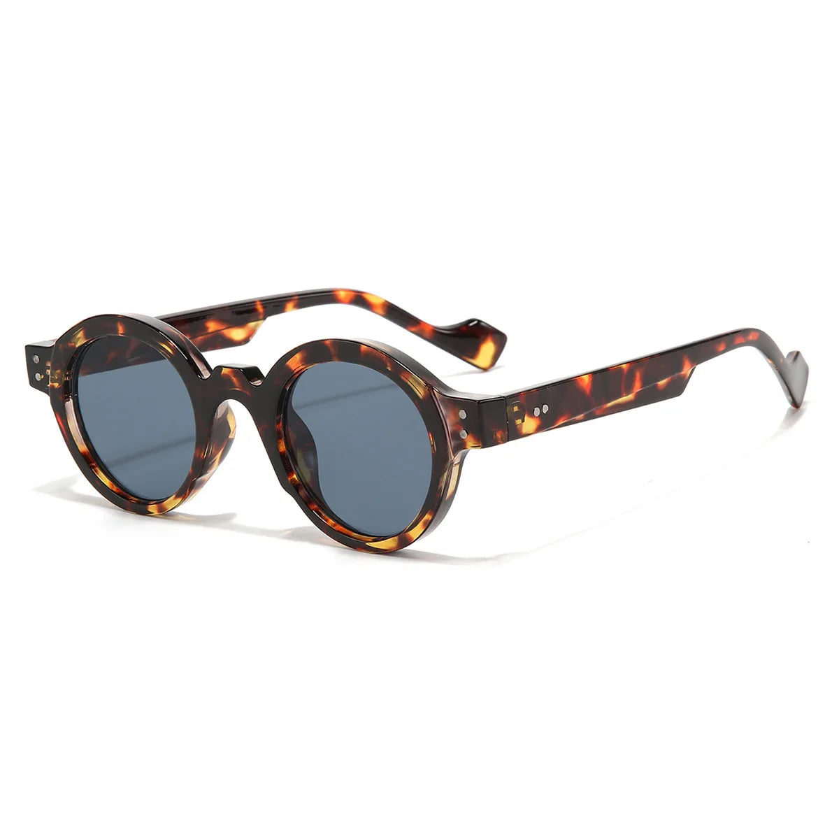 Round Sunglasses Men Punk Double Color Shades UV400 Retro Rivets Decoration Women Trending Sun Glasses Clear Lens Frame