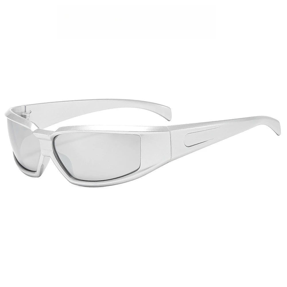 2026 Y2K Sunglasses for Women Men Futuristic Sun Glasses Aesthetic Trendy Mirror Lens Shades UV400 Protection Outdoor Eyewear