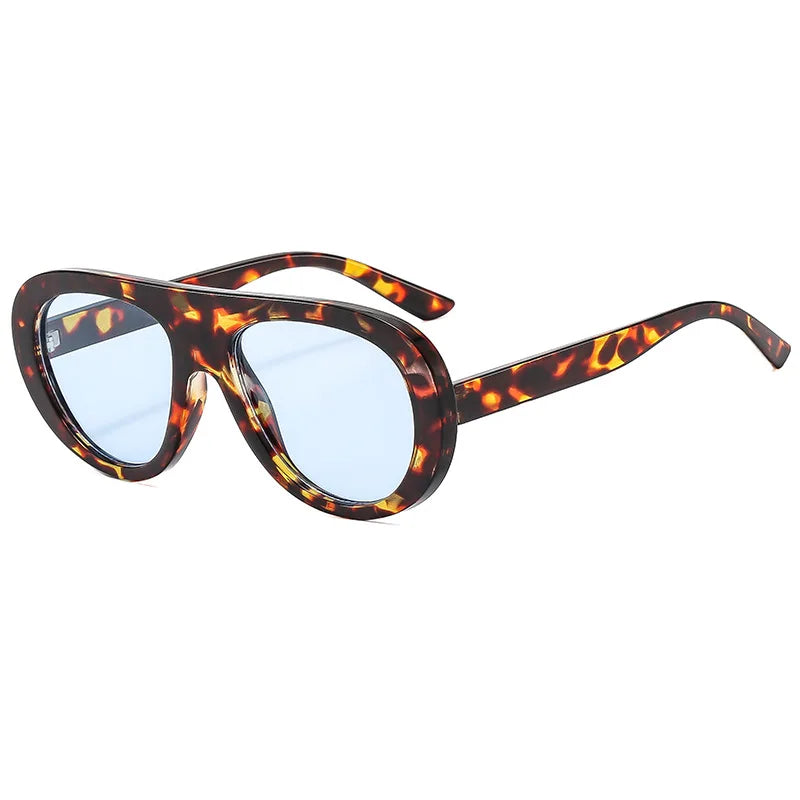 Retro Oversized Pilot Sunglasses Women Brand Designer 13 Colors UV400 Round Lens Bold Leg Female Shades Oculos