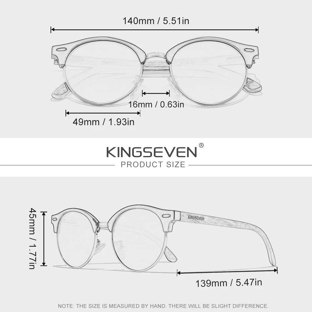 KINGSEVEN WalnutRound Polar Mirror UV400