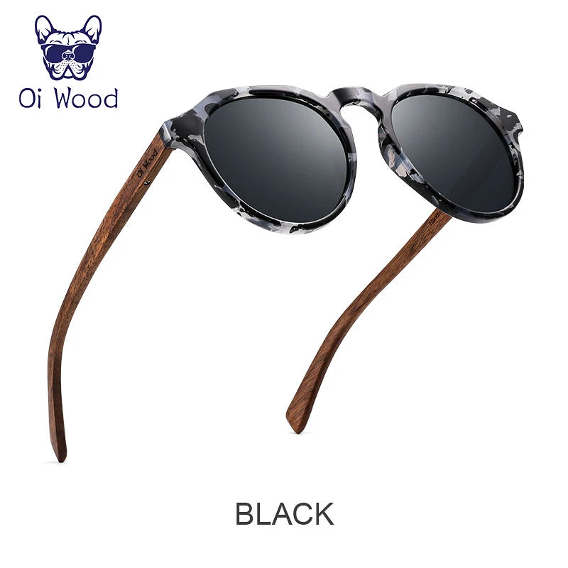 WoodRound Tortoise Red Lens
