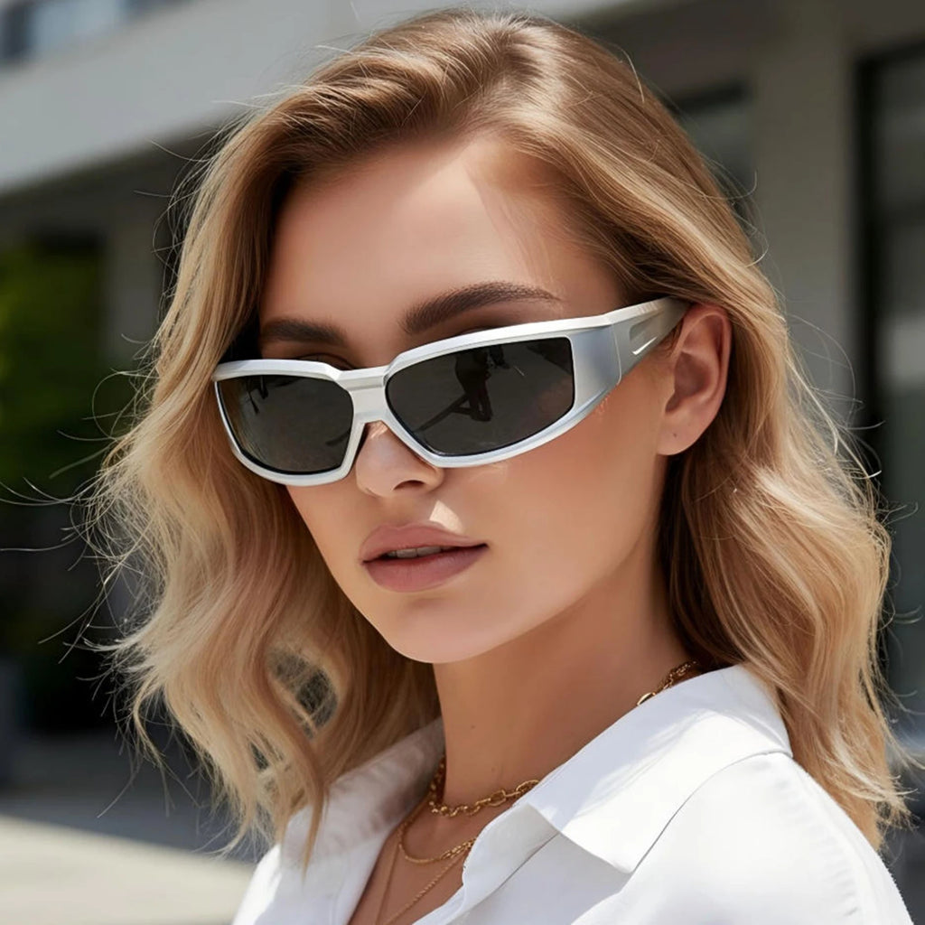 2026 Y2K Sunglasses for Women Men Futuristic Sun Glasses Aesthetic Trendy Mirror Lens Shades UV400 Protection Outdoor Eyewear
