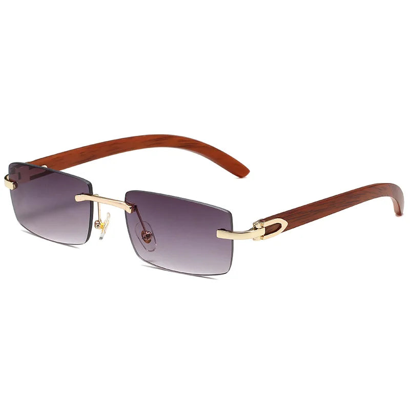 Óculos de Sol para Homem 2026 Retangulares sem Aro UV400 Armação em PC Azuis Leves Confortáveis Vintage HD Antirreflexo para Exterior