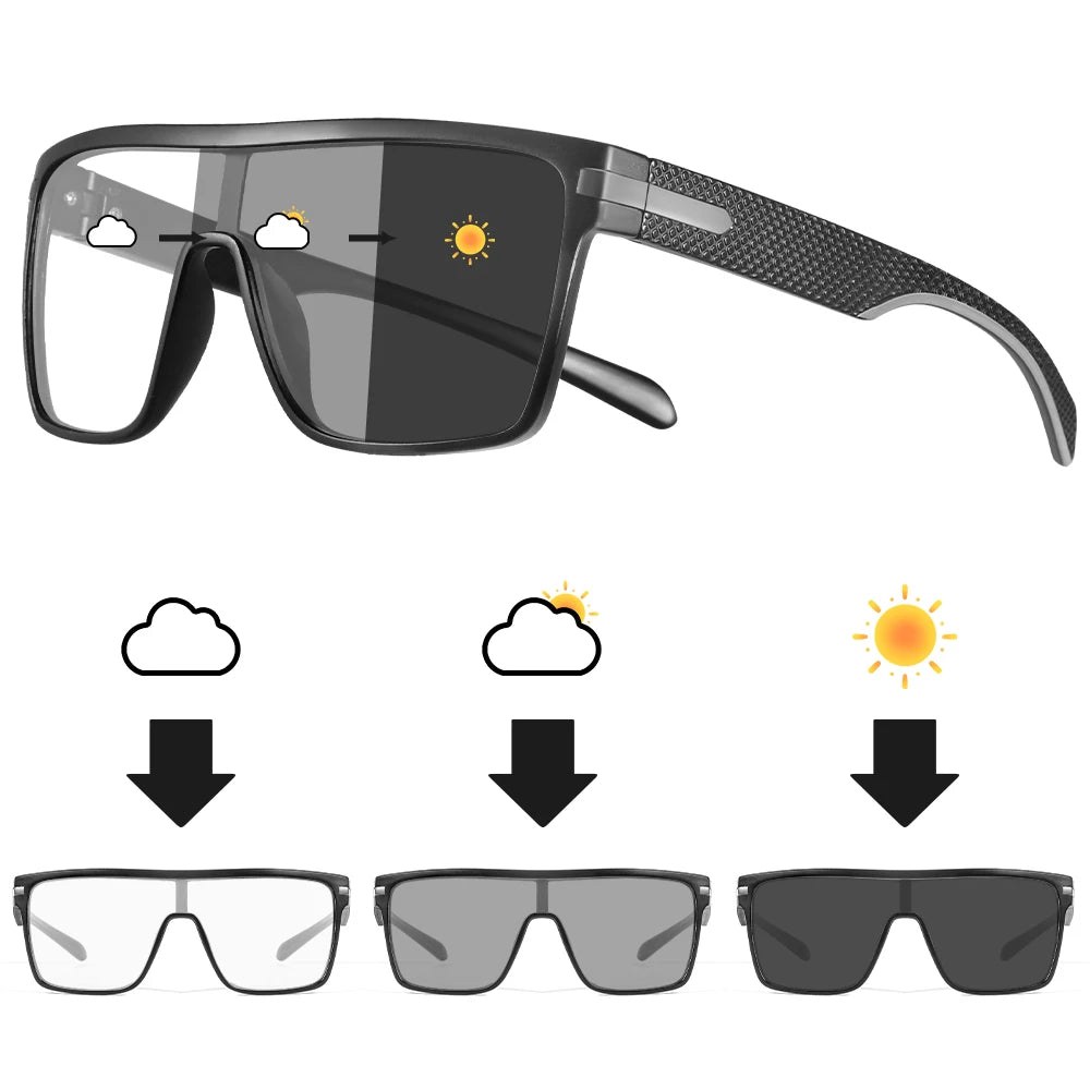 CRIXLAIS Fashion Photochromic Polarized Sunglasses for Men and Women Oversized Sunglasses Men's Night Vision Driving Goggles UV400