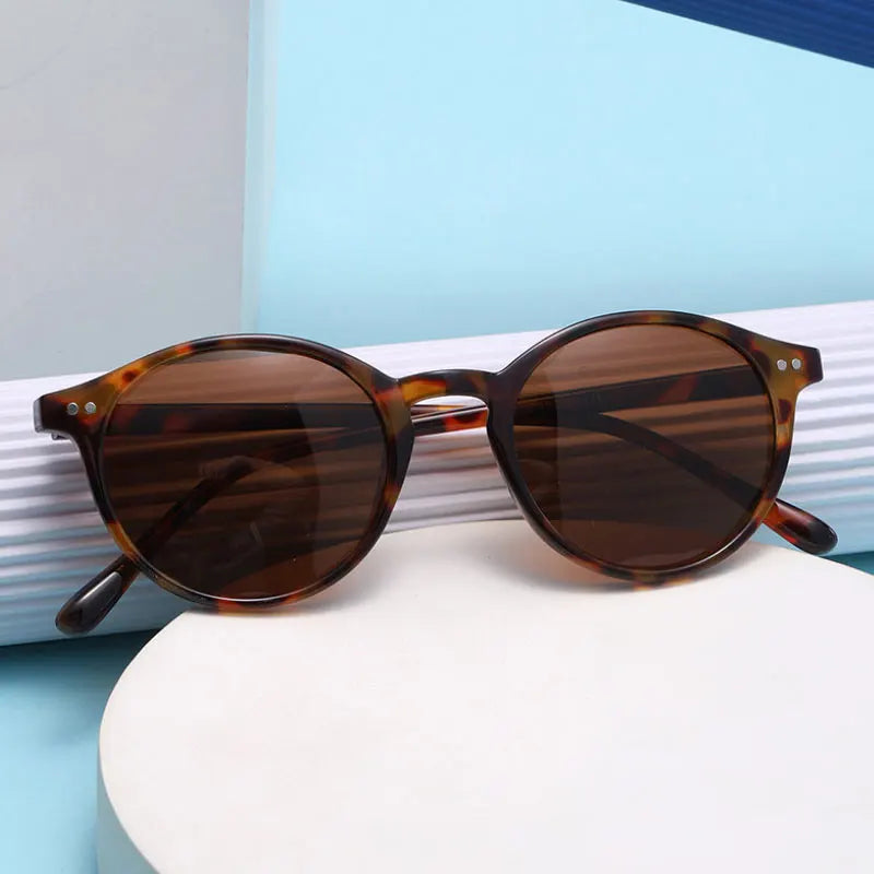 VIANOSI Retro Round Leopard Polarized UV400