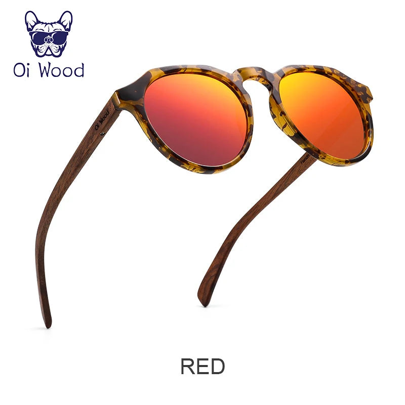 WoodRound Tortoise Red Lens