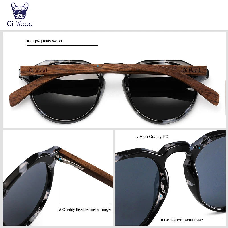 WoodRound Tortoise Red Lens