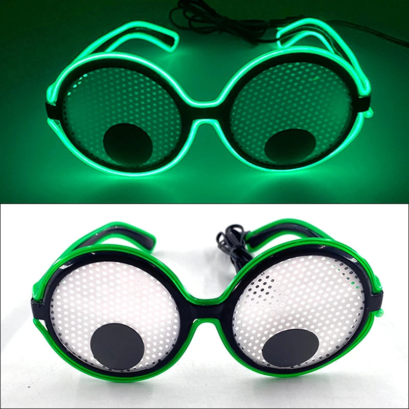 EyeBall Glow | Óculos Globo Ocular Movível com Luz Neon — Festa e Halloween