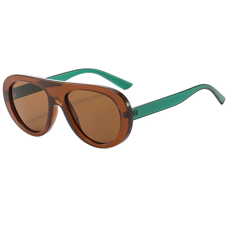 Retro Oversized Pilot Sunglasses Women Brand Designer 13 Colors UV400 Round Lens Bold Leg Female Shades Oculos