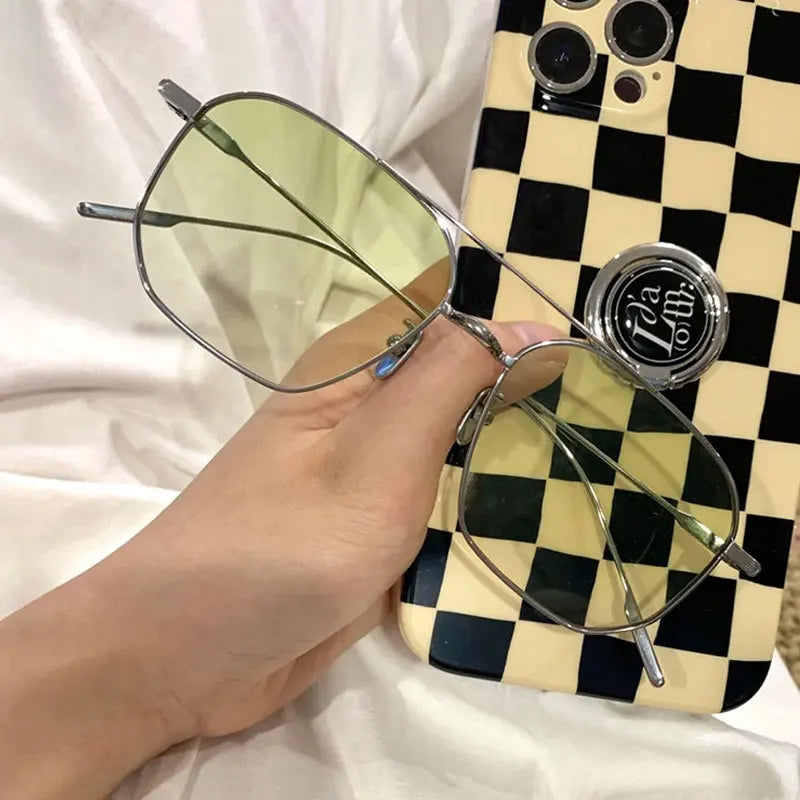 Fashion Women's Sunglasses 2026 Luxury Metal Trendy Eyewear Brand Design Vintage Men's Square Sunglasses Mirror