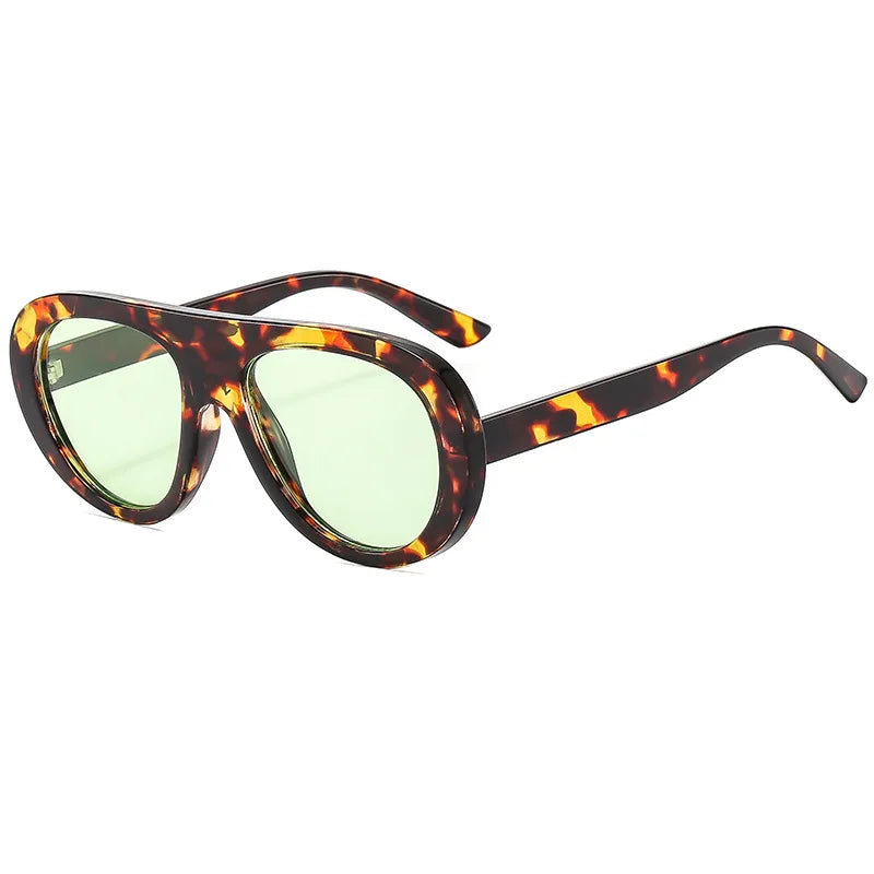 Retro Oversized Pilot Sunglasses Women Brand Designer 13 Colors UV400 Round Lens Bold Leg Female Shades Oculos