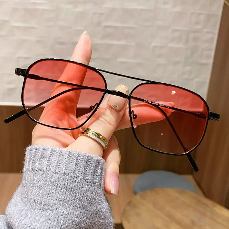Fashion Women's Sunglasses 2026 Luxury Metal Trendy Eyewear Brand Design Vintage Men's Square Sunglasses Mirror
