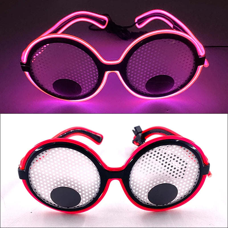 EyeBall Glow | Óculos Globo Ocular Movível com Luz Neon — Festa e Halloween
