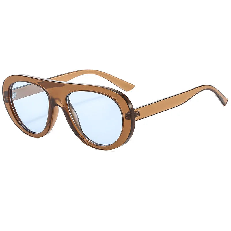 Retro Oversized Pilot Sunglasses Women Brand Designer 13 Colors UV400 Round Lens Bold Leg Female Shades Oculos