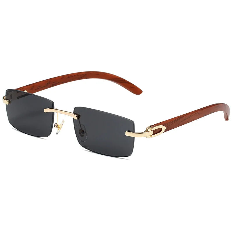 Óculos de Sol para Homem 2026 Retangulares sem Aro UV400 Armação em PC Azuis Leves Confortáveis Vintage HD Antirreflexo para Exterior