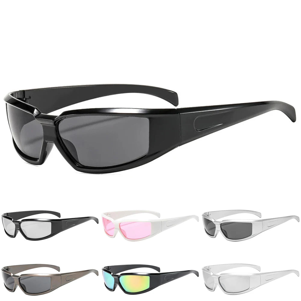 2026 Y2K Sunglasses for Women Men Futuristic Sun Glasses Aesthetic Trendy Mirror Lens Shades UV400 Protection Outdoor Eyewear
