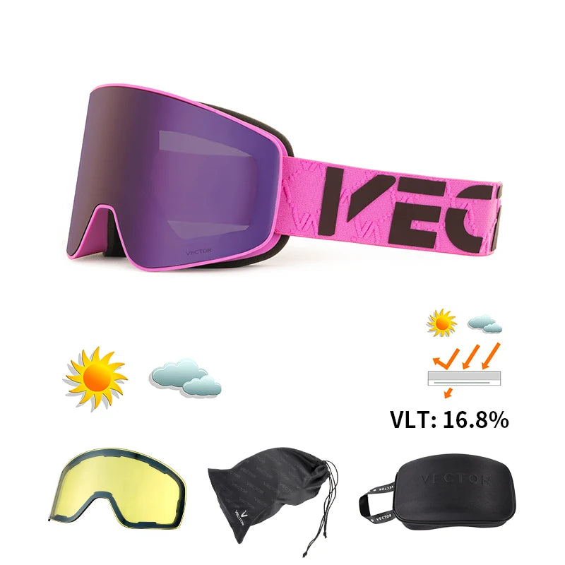 Vector CylinderMag Pro — Óculos de Ski Magnéticos Anti-Nevoeiro UV400