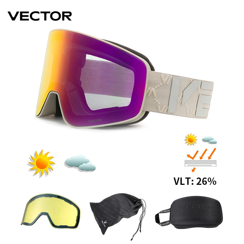 Vector CylinderMag Pro — Óculos de Ski Magnéticos Anti-Nevoeiro UV400