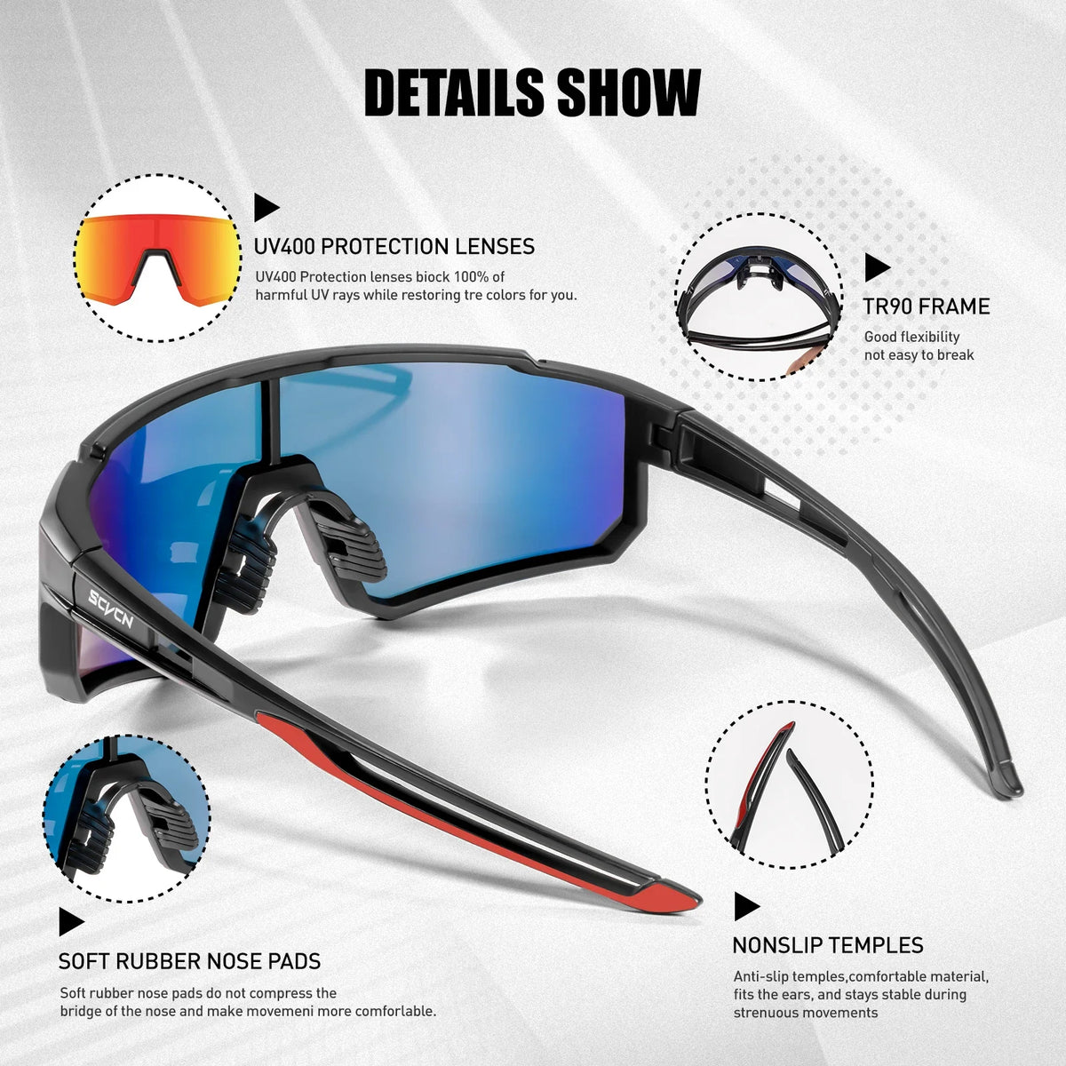 SCVCN UV400 Ciclismo Neve Ski Outdoor