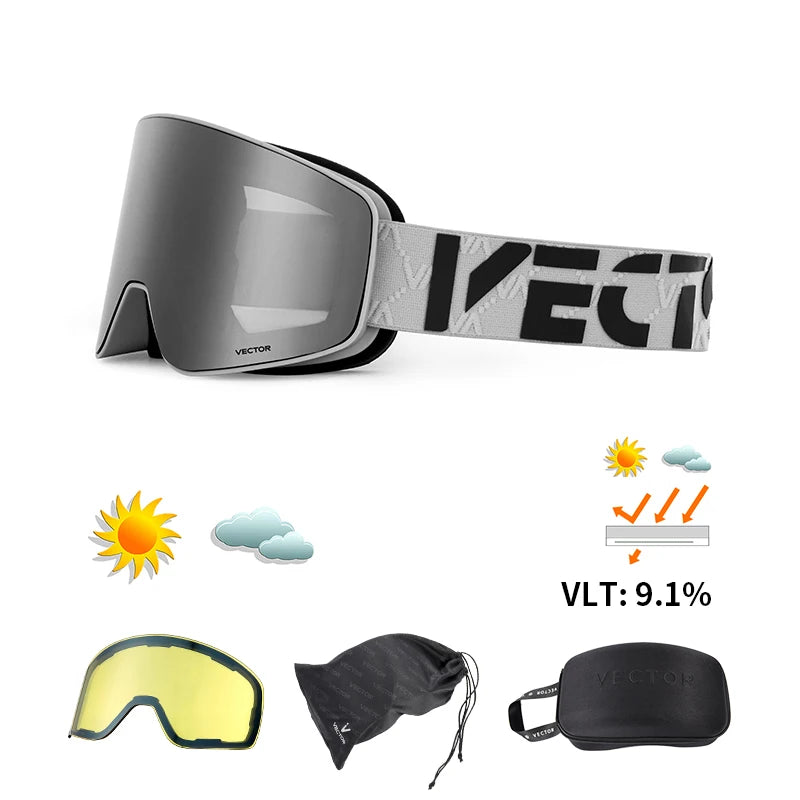 Vector CylinderMag Pro — Óculos de Ski Magnéticos Anti-Nevoeiro UV400