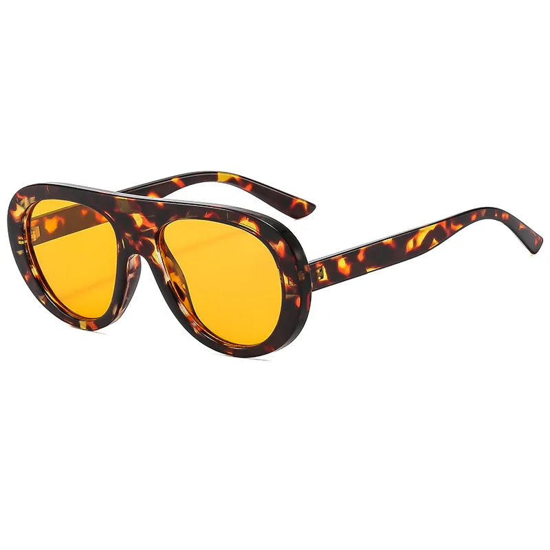 Retro Oversized Pilot Sunglasses Women Brand Designer 13 Colors UV400 Round Lens Bold Leg Female Shades Oculos