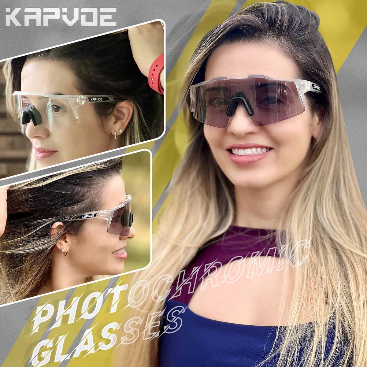 Kapvoe KE9023 Photochromic UV400 Cycling Sunglasses