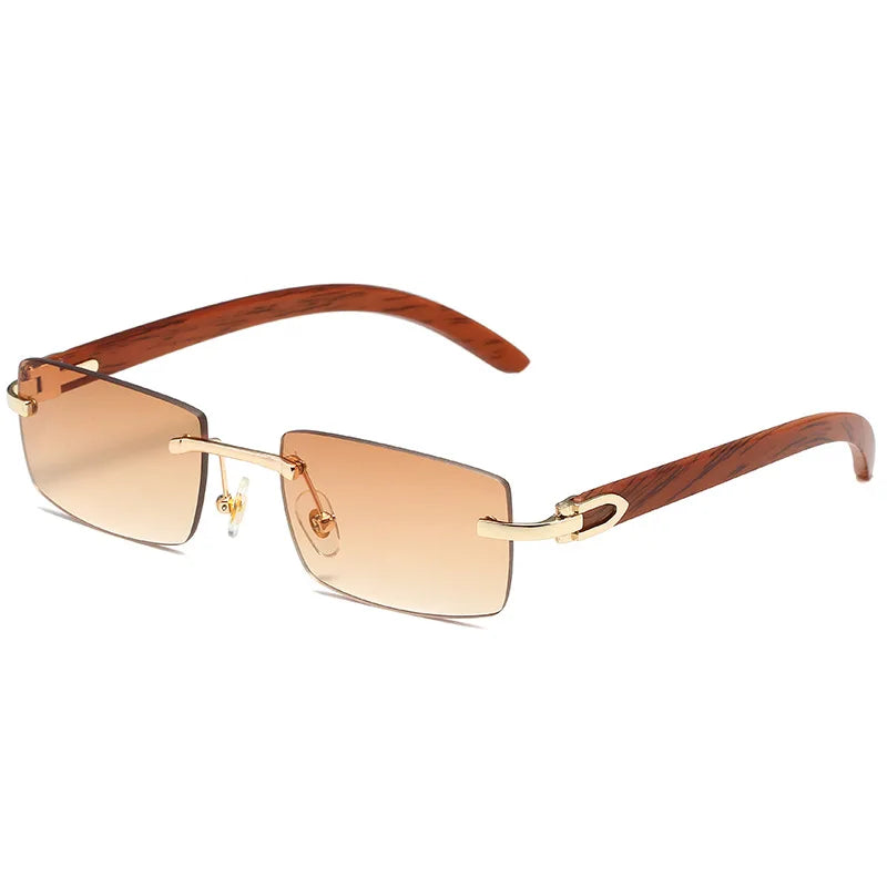 Óculos de Sol para Homem 2026 Retangulares sem Aro UV400 Armação em PC Azuis Leves Confortáveis Vintage HD Antirreflexo para Exterior