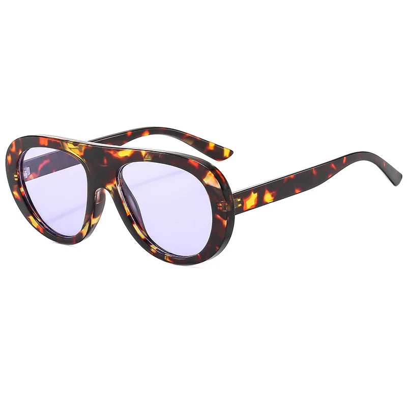 Retro Oversized Pilot Sunglasses Women Brand Designer 13 Colors UV400 Round Lens Bold Leg Female Shades Oculos