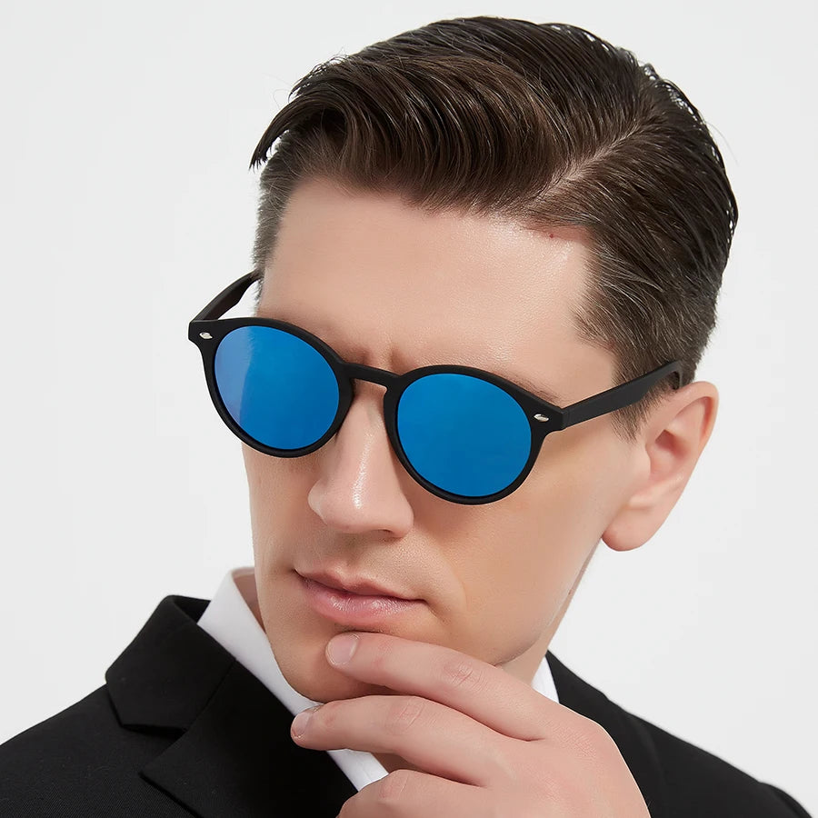 Vintage Fashion Circular Sunglasses Men Women Metal Decoration Luxury Brand Designer Sunglasses Anti-Glare Retro Eyewear